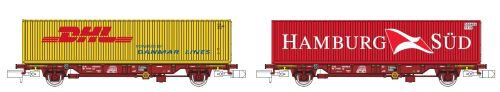 Hobbytrain 33375 2er Set Containerwagen Lgs D-VTG, Ep.VI